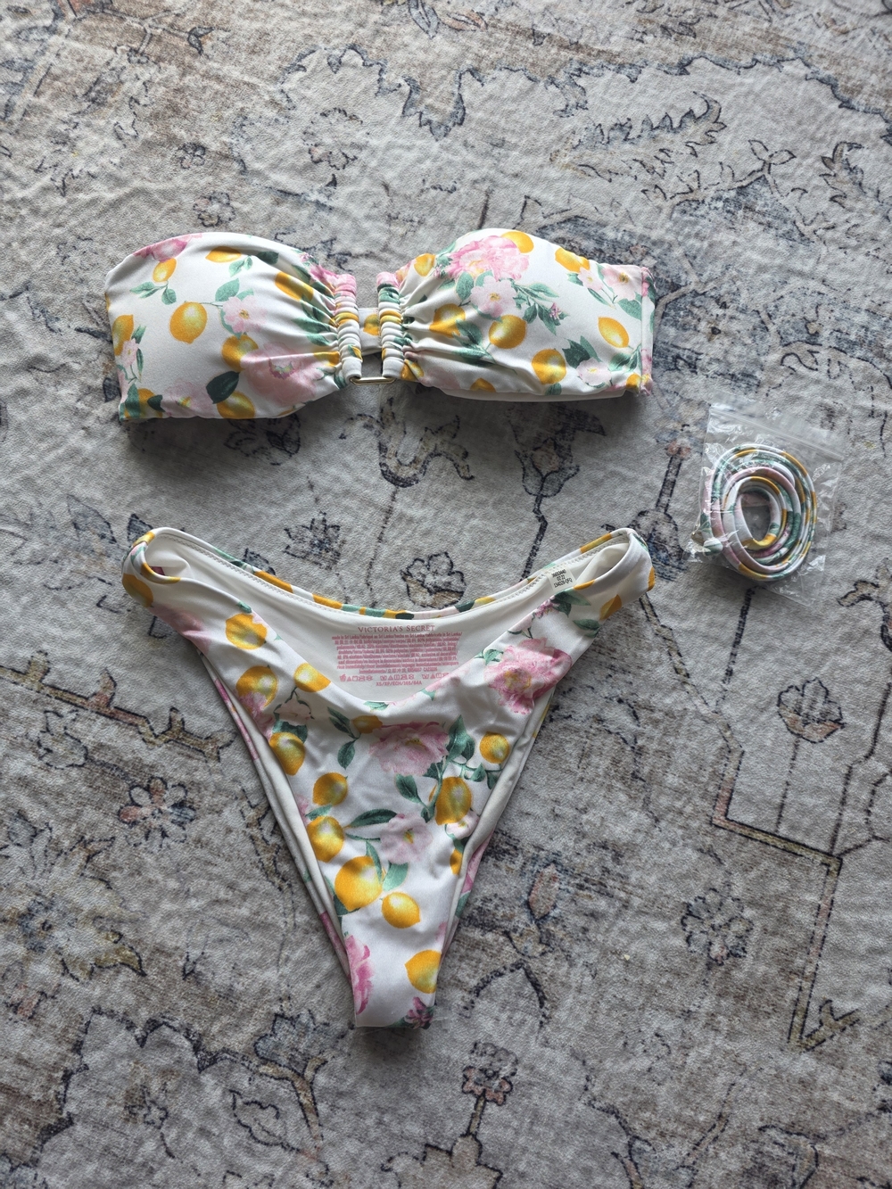 Victoria's Secret White Floral Lemon Print Top